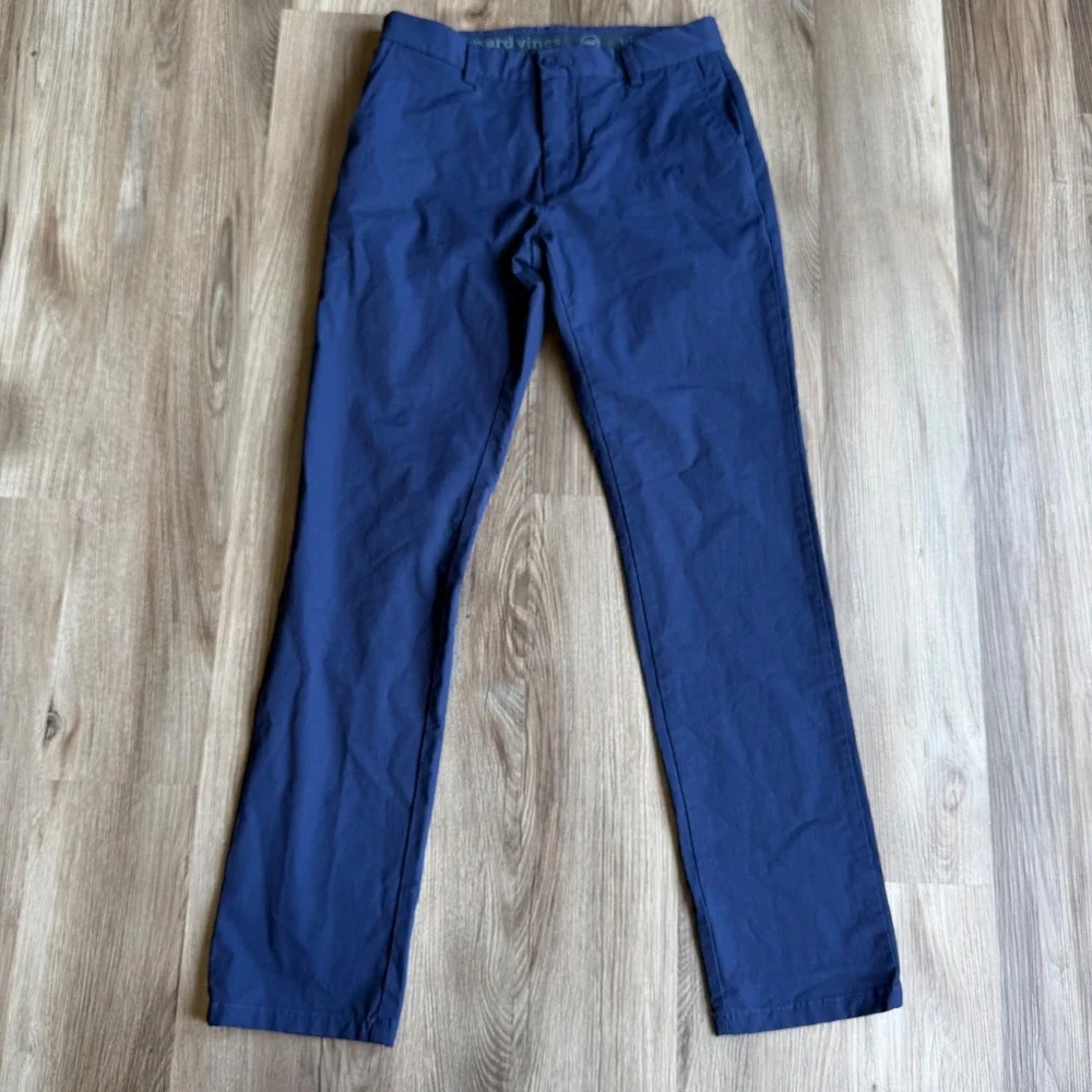 Vineyard Vines Mens On The Go Slim Fit Chino Pants Navy Blue 30x32 Stretch